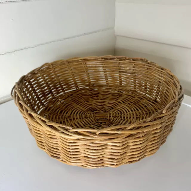 Round  Wicker Cane Tray  Basket Fruit Vintage