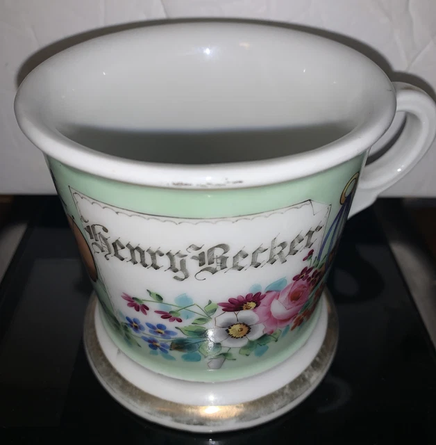 Antique Limoges, The World Our Field, Koken St. Louis Shaving Mug Henry Becker