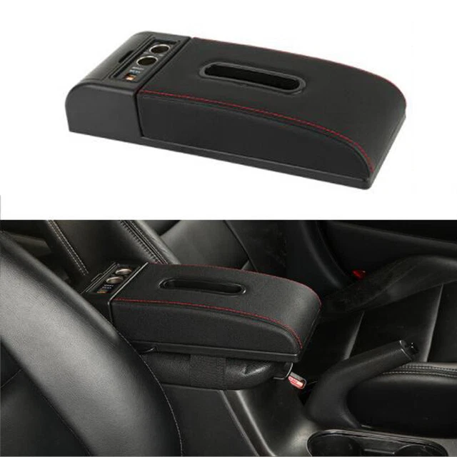 Car Armrest Cover Pad Center Console Box Cushion with USB Cigarette Lighter Port