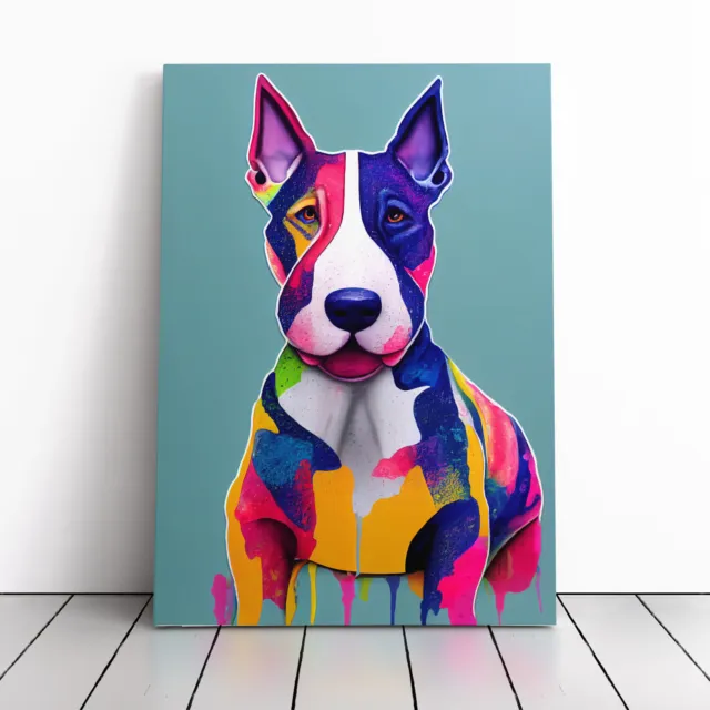 English Bull Terrier Hydrodipped Canvas Wall Art Print Framed Picture Home Decor