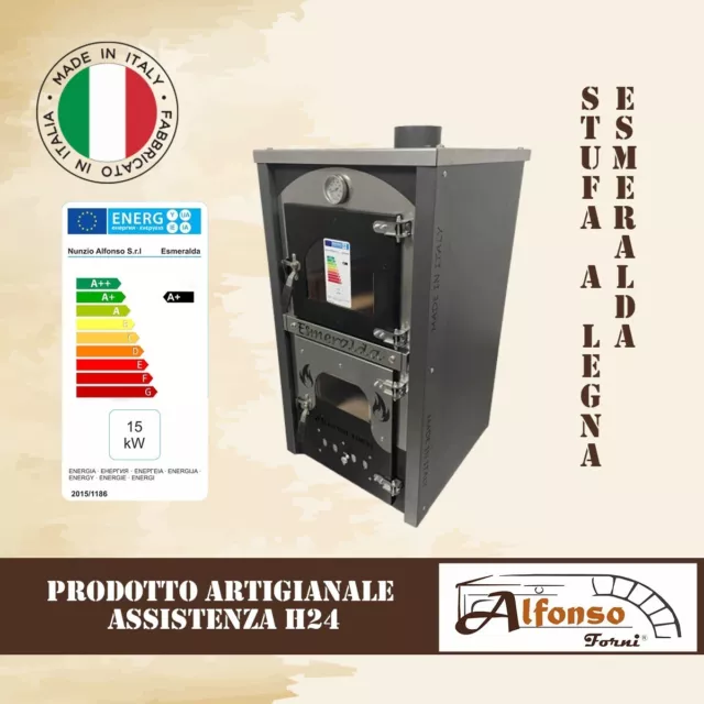 FORNO STUFA A LEGNA mini cucina a legna "ESMERALDA", 18 kw 400 mc, ALFONSO FORNI