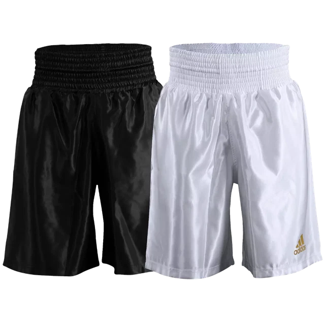 adidas Boxing Shorts Satin Amateur Pro Adults Mens Black White Gold