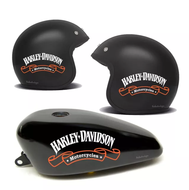 Adesivi Stickers 4 Pezzi Harley Davidson 2 da Casco 2 Da Serbatoio moto custom