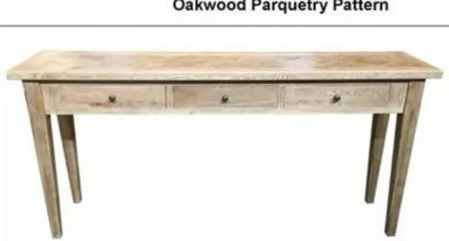 Dutchy French Provincial Oak Wood Parquetry Hall Table Console Table 3 Drawers