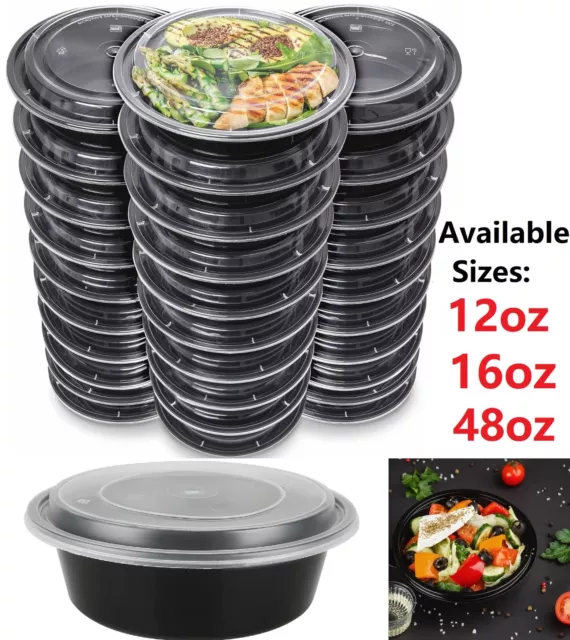 Meal Prep Food Containers Plastic Microwave Freezer Safe Storage Boxes with Lids