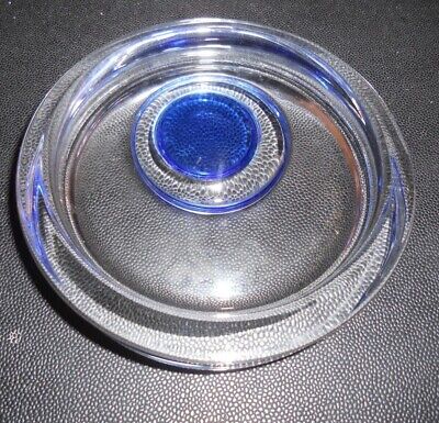 CENDRIER VIDE POCHE DESIGN ROND BLEU CRISTAL DAUM FRANCE 