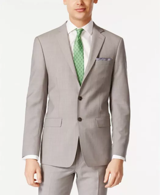 Calvin Klein Mens  X-Fit Solid Slim Fit 2 PC Suit 48R / 40 x 30 Light Grey