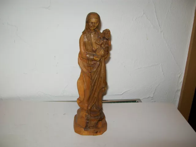 ✅  alte Krippenfigur Holz geschnitzt  Mutter Gottes Maria mit Jesus Kind  #111