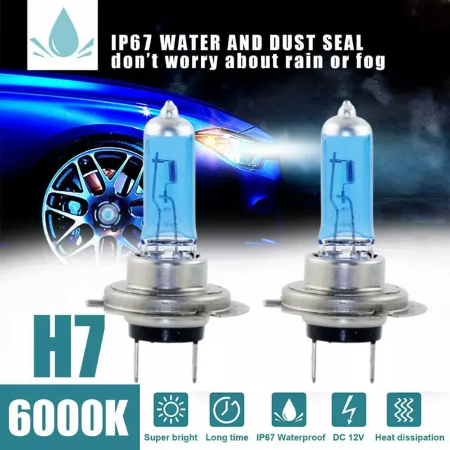 H7 100w Xenon Headlight Bulbs Super White 6000k Lamp Light Effect Hid Fast 3