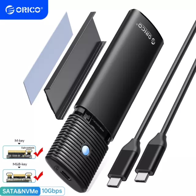 ORICO M.2 NVME SATA NGFF SSD to Type-C USB 3.2 External Drive Enclosure Case