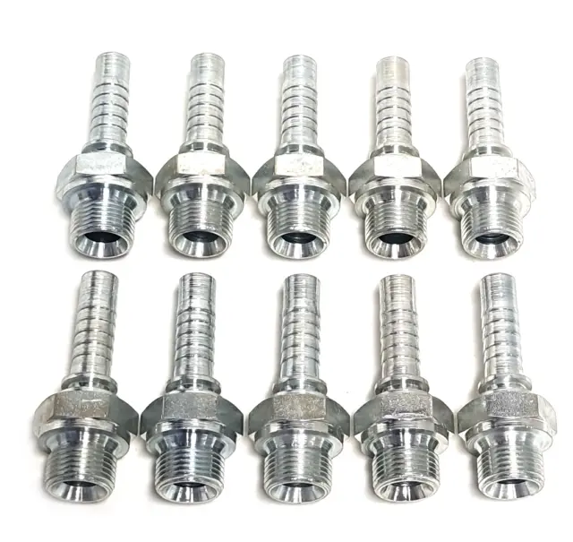Hydraulic Hose Insert Tail Fitting 1/4" - 1" BSP Straight Male x10 Pack
