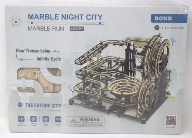 New ROKR Marble Night City Marble Run LGA01 3D DIY Wooden Puzzle Sealed