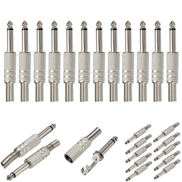 10pcs/pack 1/4'' 6.35mm Male Mono Monaural Audio Cable Jack Connector Plug Set 3