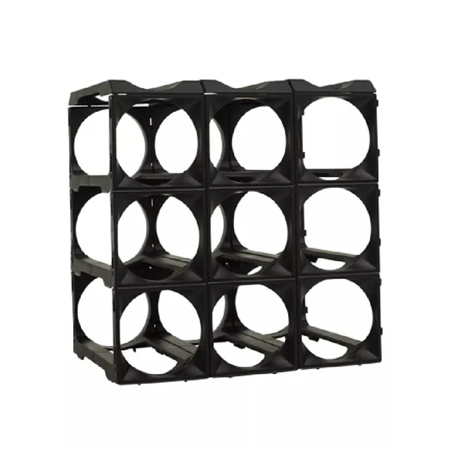 12pc StakRax Modular Wine Storage/Bottle Holder Wall Mountable/Freestanding BLK