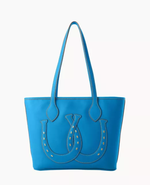 NEW Dooney & Bourke Western Equestrian Horseshoe Leather Ocean Blue Tote NWT$328