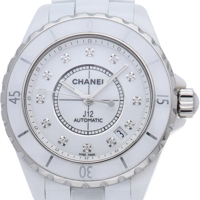Chanel J12 Black Ceramic Diamond Dial & Bezel Box &Booklets H0949-Very  Good&Auth