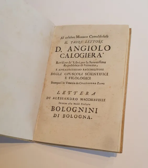 F.GLIA BOLOGNINI MACCHIAVELLI Intorno alla Nobil Prosapia Bolognini Bologna 1737