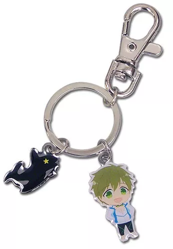 **Legit** Free Iwatobi Swim Club Metal Anime Keychain SD Makoto & Icon #85013