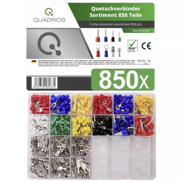 Quadrios 22C423 Assortimento di capicorda a compressione 0.5 mm² 6 mm² Rosso,