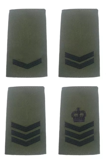 Royal Marines Commando Rank Slide (Black on Olive Green) All Ranks - Epaulette