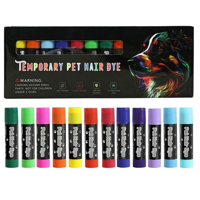 Creative Hair Chalk Pet Hair Dye Chalk Colors 12 Bright Safe and Washable