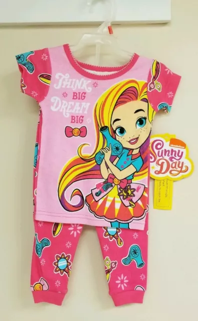 Baby Girl 2T Pajamas Short-Sleeve Pink Sunny Day "Think Big Dream Big"