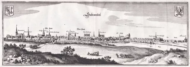 Salzwedel Altmark Saxony-Anhalt Merian Copperplate Engraving