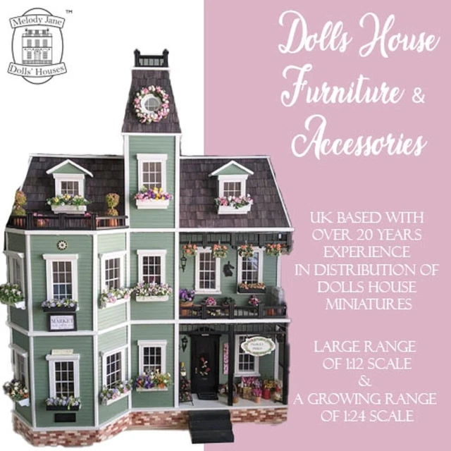 Dolls House White Plastic Victorian Front Door with Stained Glass Panels 1:12 3
