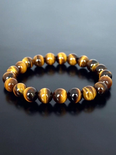 Tiger Eye Bracelet for Men Women Handmade Natural Stone Tiger Eye Beads Bracelet