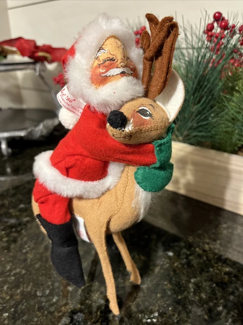 Annalee Santa & Reindeer 1986 1987 Santa #6510 Good Condition With Tag For Santa