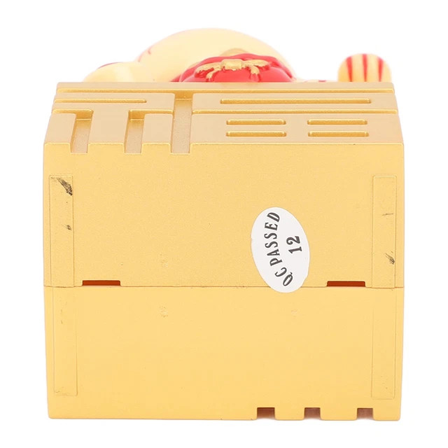 (Yellow)Lucky Cat Statue Good Luck Environmentally Friendly Solar Powered