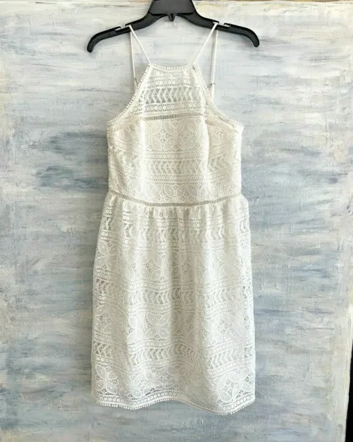 NEW! TRINA TURK Picnic Lace Eyelet Halter Dress, 6 8 - White Wash - $398