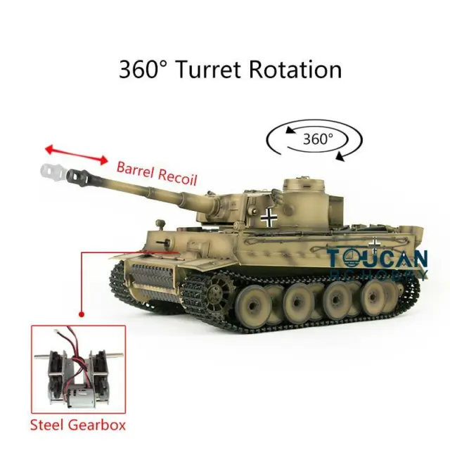 Heng Long Infrared RC Tank 1/16 TK7.0 Tiger I 3818 Metal Gearbox IR Battle Tank