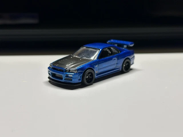 HOT WHEELS PREMIUM Custom Nissan Skyline GT-R R34 Blue Fast & Furious ...