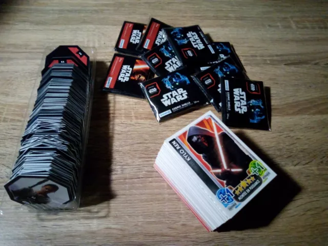 lot de jetons et cartes Star Wars Force Attax jedi Leclerc etc