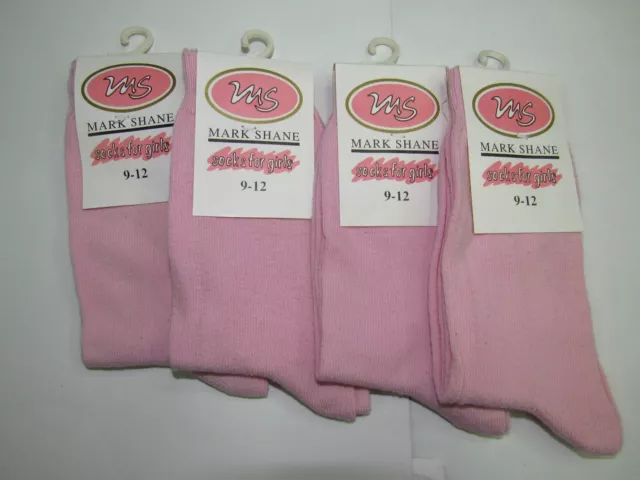 4 X Plain Ankle Socks soft luxury Cotton Rich Kids pink white cream lilac mint