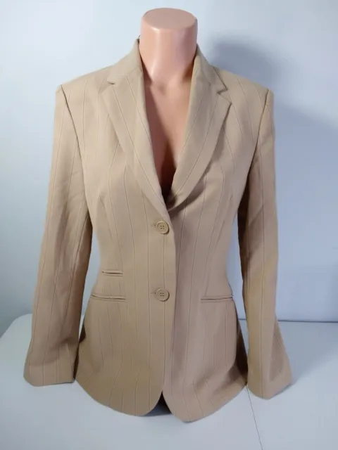 The Limited, Blazer,Jacket, Sz M, Tan/Light Brown w/ Pinstripes, Lined, Exc Cond