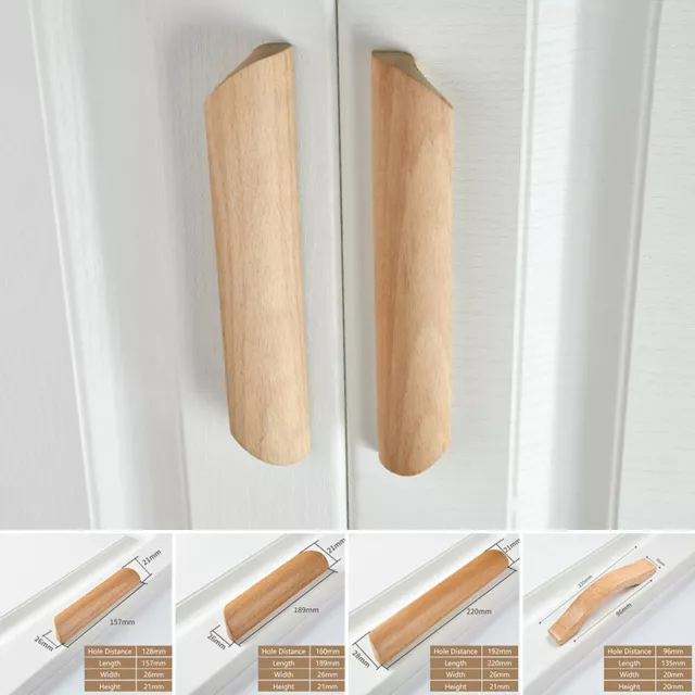 Beech Wooden Cabinet Pulls Wardrobe Cupboard Door Drawer Solid Wood Handle Knobs