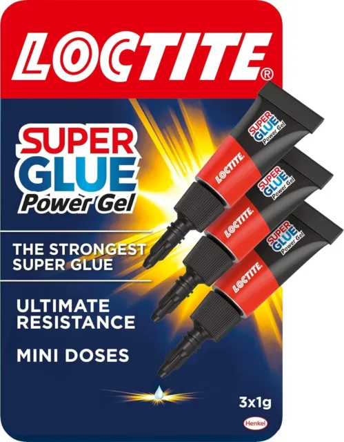 Loctite Mini Trio Power Gel, starkes Superklebegel für Reparaturen, Allzweckkleber