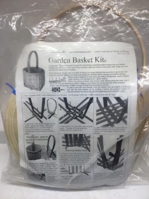 Basketry Studio Garden Basket Making Kit DIY reed y Tulip handle NIP