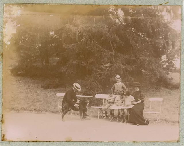 France, A Family on a Walk Vintage Citrate Print. 8x10 Citrate Print