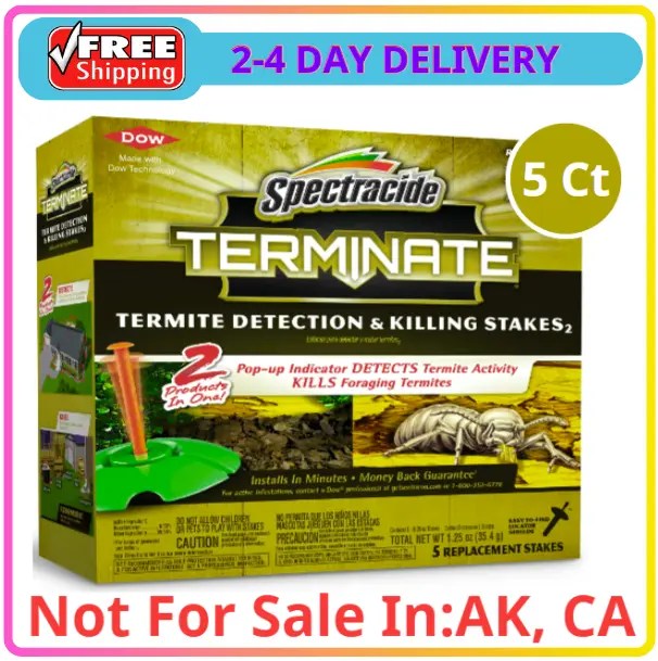 Terminate Termite Killing Stakes (5-Count) Trap Bait Insect Killer Bug Home Pest