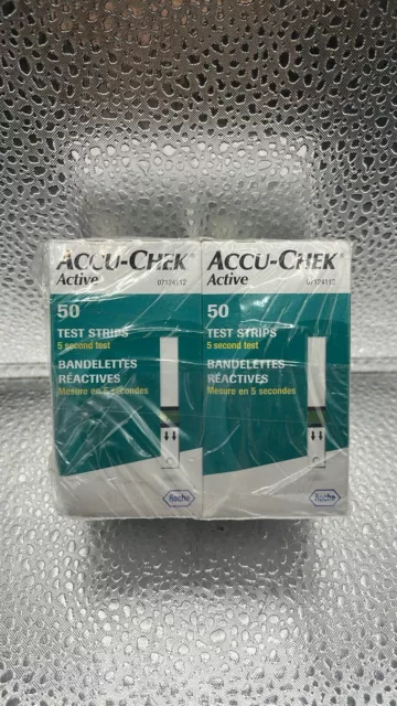 2 X Accu-Chek Active Blood Glucose Test Strips (Pack of 50)