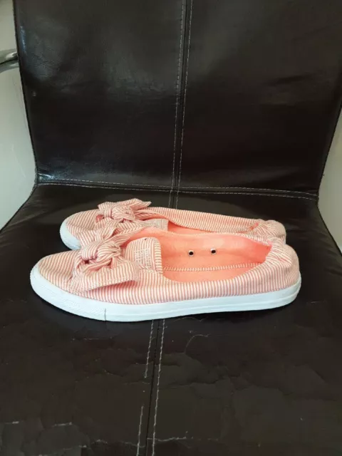 Converse All Star orange gestreifte Knoten Slip Ballett Pumps/Turnschuhe Größe einmal getragen