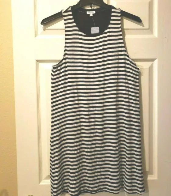 Splendid Drapey Lux Stripe Dress - Women’s Size Large, Black, 50% off $100 MSRP