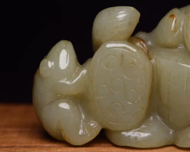 Collection Chinese Natural Hetian Jade Carved Exquisite Frog Statue Figurines 2