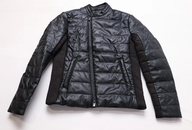 Armani Exchange Men's Faux-Leather Puffer Jacket AC9 Black 7VZB19 Small NWT