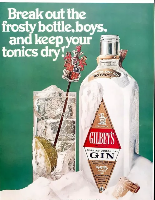 Gilbey's London dry Gin ad vintage 1970 original advertisement