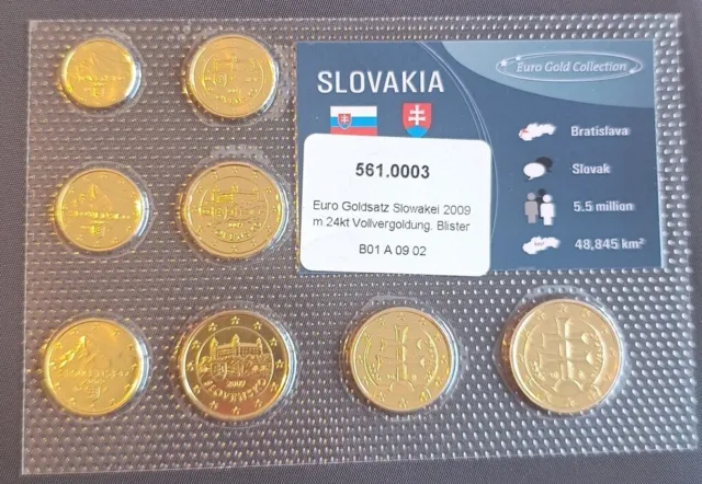 Euro KMS Slovacchia 2009 24k pellicola bottone dorata intera