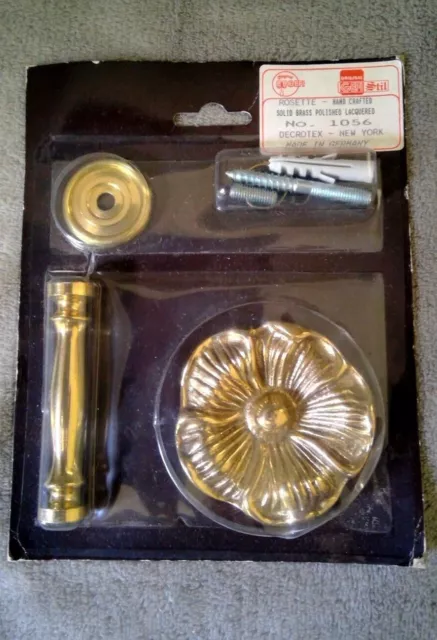 New GEFI One Solid Brass Flower Curtain Rosette Tiebacks Holdbacks Germany VTG